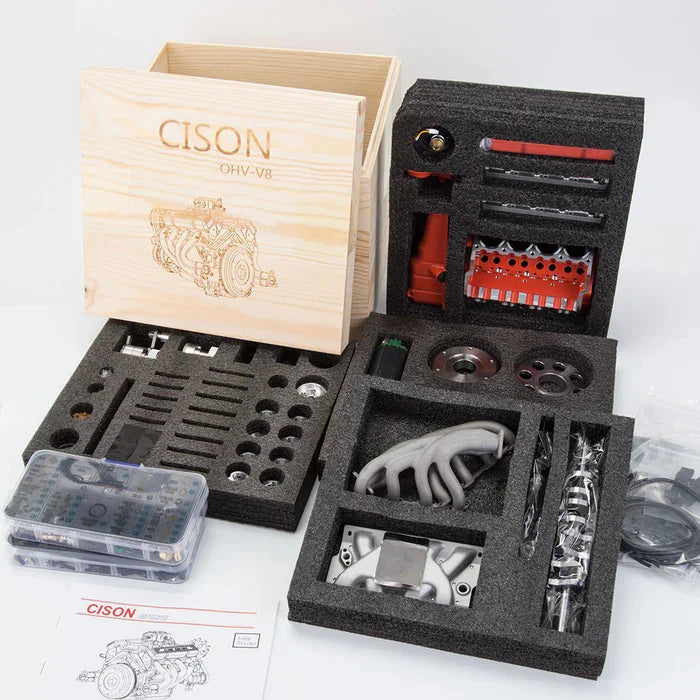 Small-block 44CC 1/6 Scale Water-Cooled OHV 4-Stroke V8 Gas Engine Internal Combustion Engine - Build Your Own V8 Engine that Works