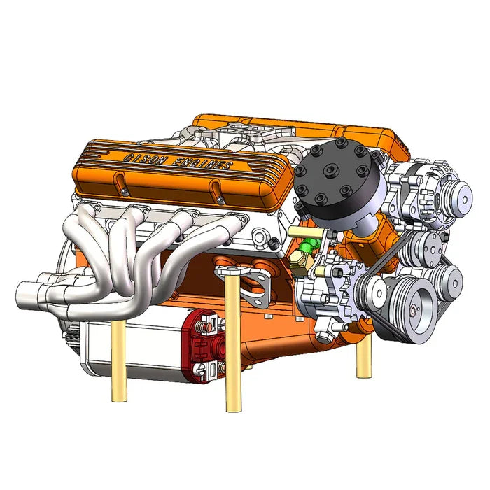Small-block 44CC 1/6 Scale Water-Cooled OHV 4-Stroke V8 Gas Engine Internal Combustion Engine - Build Your Own V8 Engine that Works