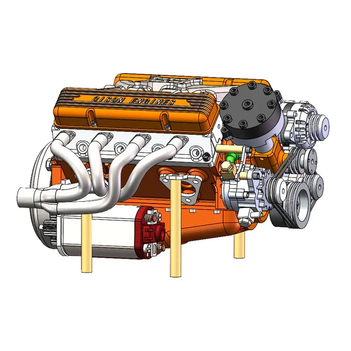 Small-block 44CC 1/6 Scale Water-Cooled OHV 4-Stroke V8 Gas Engine Internal Combustion Engine - Build Your Own V8 Engine that Works
