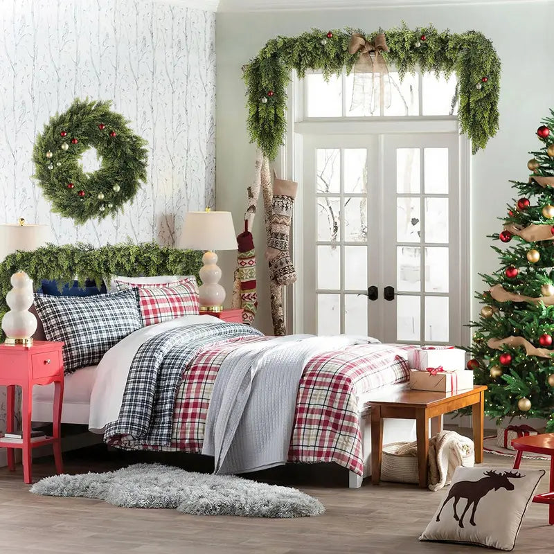 ⛄2025 Christmas Artificial Cypress Leaf Vine Wreath🎄（1.8m）