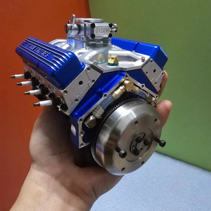Small-block 44CC 1/6 Scale Water-Cooled OHV 4-Stroke V8 Gas Engine Internal Combustion Engine - Build Your Own V8 Engine that Works