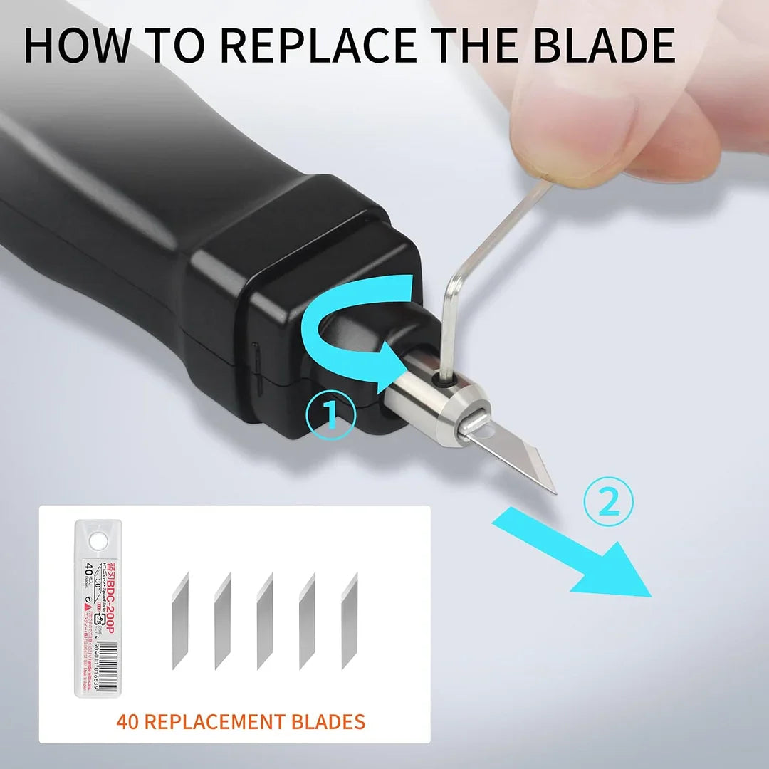 Handheld Ultrasonic Cutter,Patented Non-Slip Grip,40 Replacement Blades,30W 40KHz High-Precision Ultrasonic Cutting Knife for Plastic, Resin, Carbon Fiber,3D Print Models & More