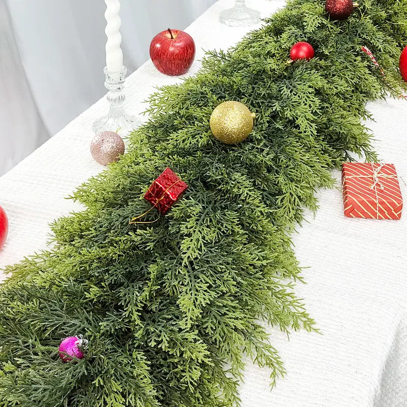 ⛄2025 Christmas Artificial Cypress Leaf Vine Wreath🎄（1.8m）