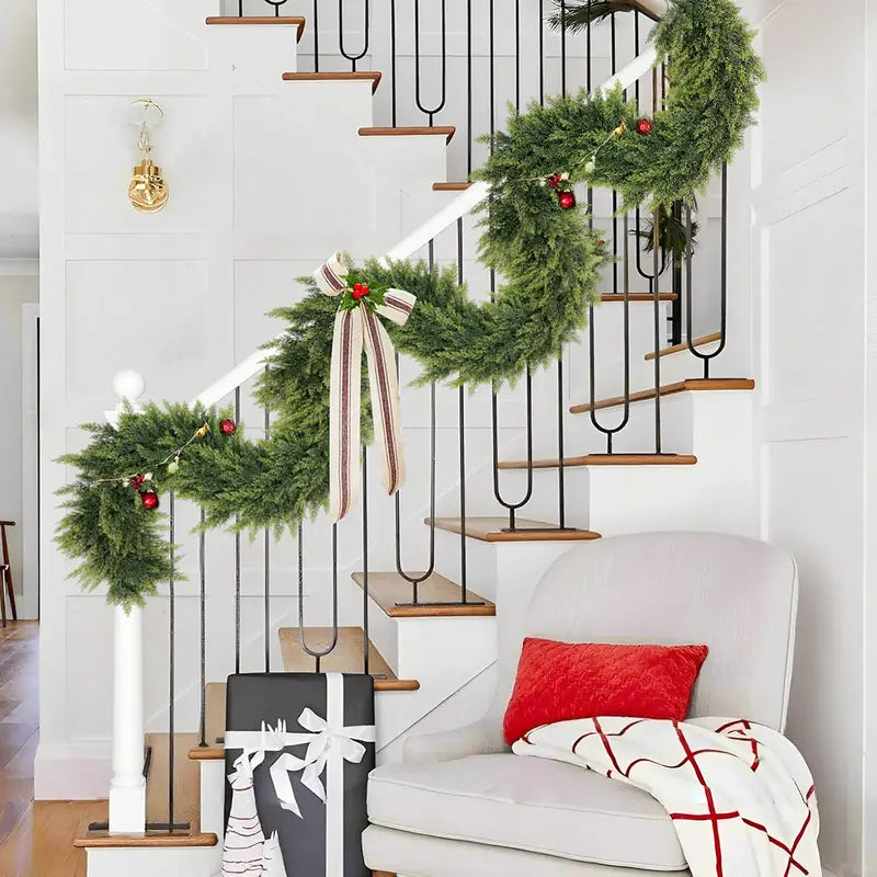 ⛄2025 Christmas Artificial Cypress Leaf Vine Wreath🎄（1.8m）