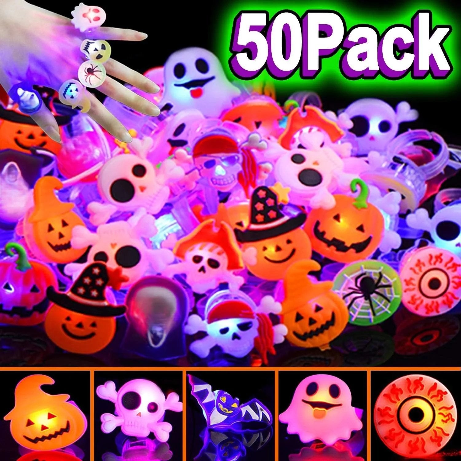 🔥Last Day 49% OFF 🔥Halloween LED Glow Rings (50pcs set)